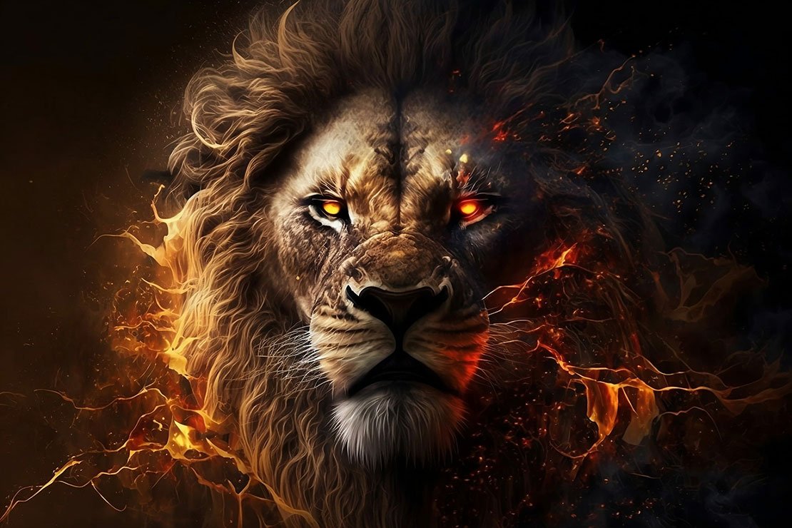 Cool looking lion staring at you graphic