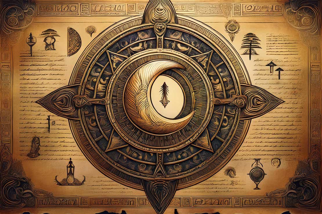 Graphic of ancient text that could hint at a mystical order called Order of The Crescent Star