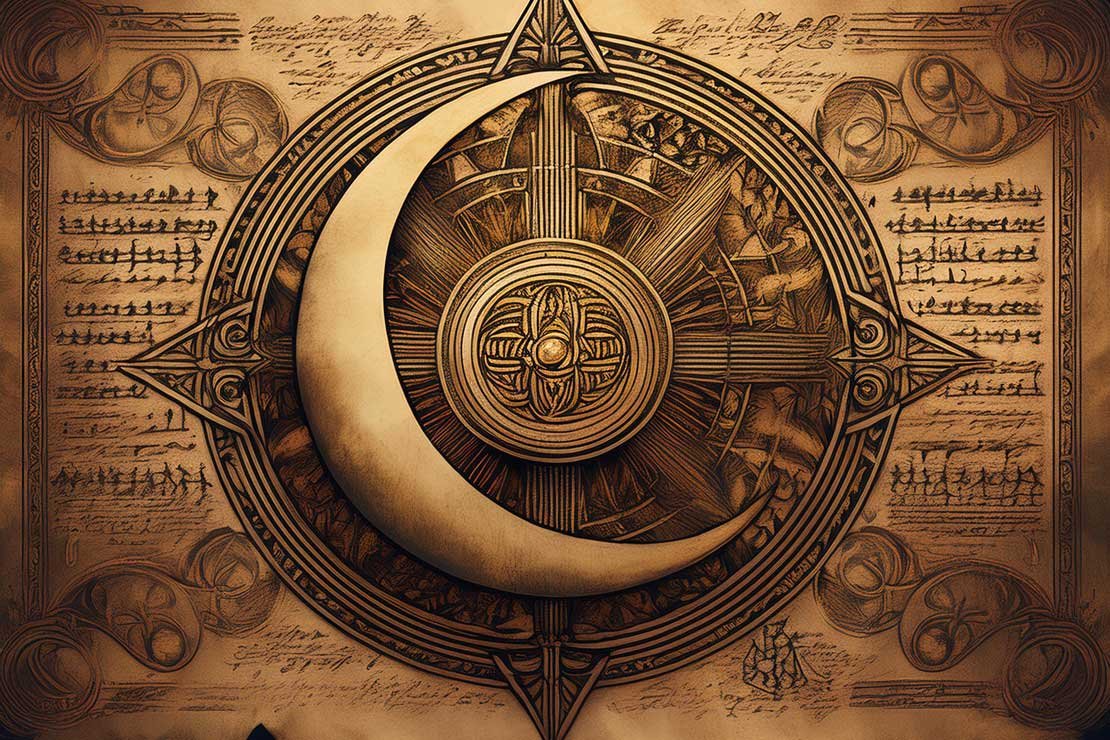 Graphic of ancient text that could hint at a mystical order called Order of The Crescent Star.