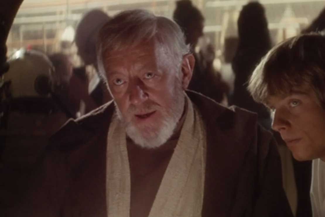 Obi Wan Kenobi negotiating for a ride on the Millennium Falcon. . 