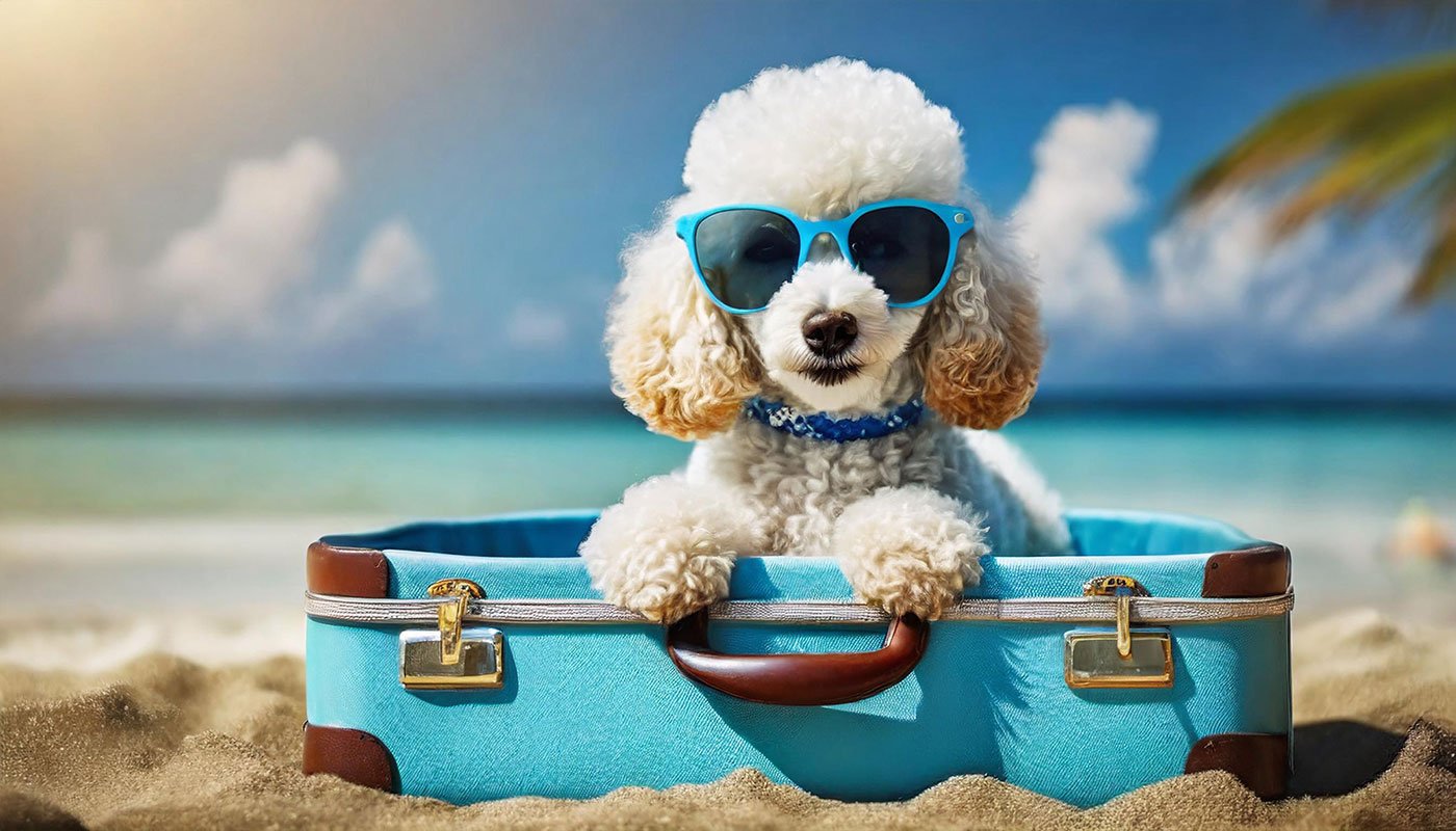 Poodle with sunglasses. 