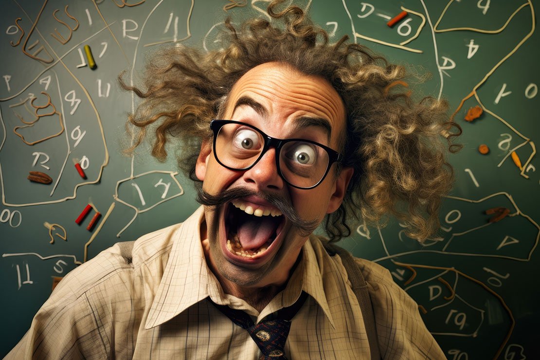 Nerdy professor graphic.