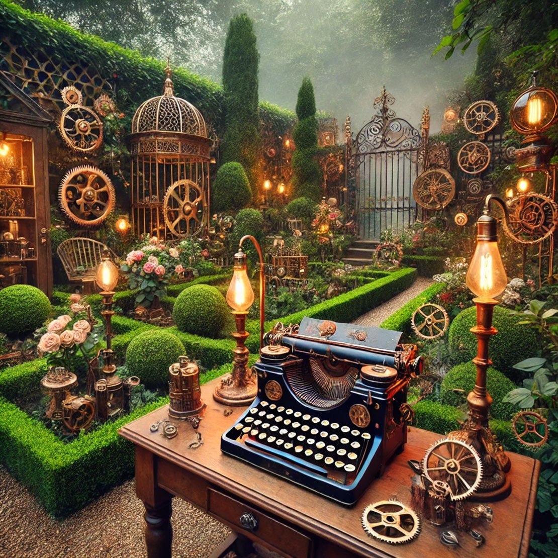 Steam Punk Garden. AI Generated Image. 